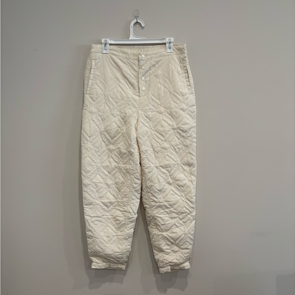 Fabletics Cream Quilted Track & Snow Pants